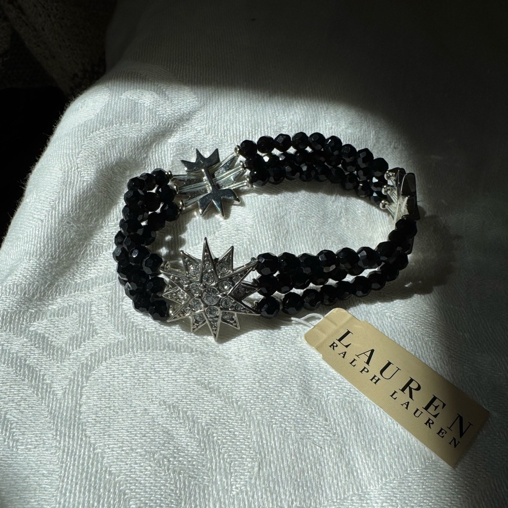 COPY - NWT. Lauren Ralph Lauren Black and Silver Star Bracelet